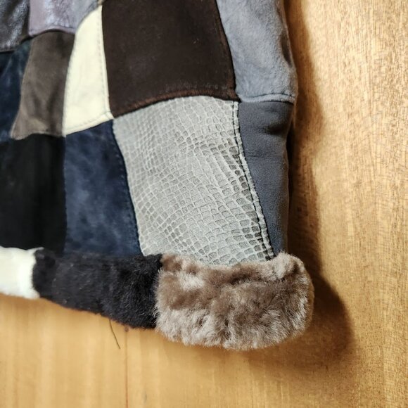 NEW Patchwork Leather Vest Handmade Handcrafted Size Extra Small XS Black Brown - Picture 4 of 11